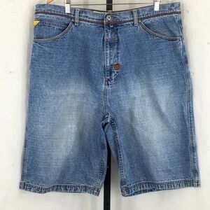 Schott NYC Mens Denim Shorts Blue 90s Vintage Relaxed Fit 12" Inseam Size 40